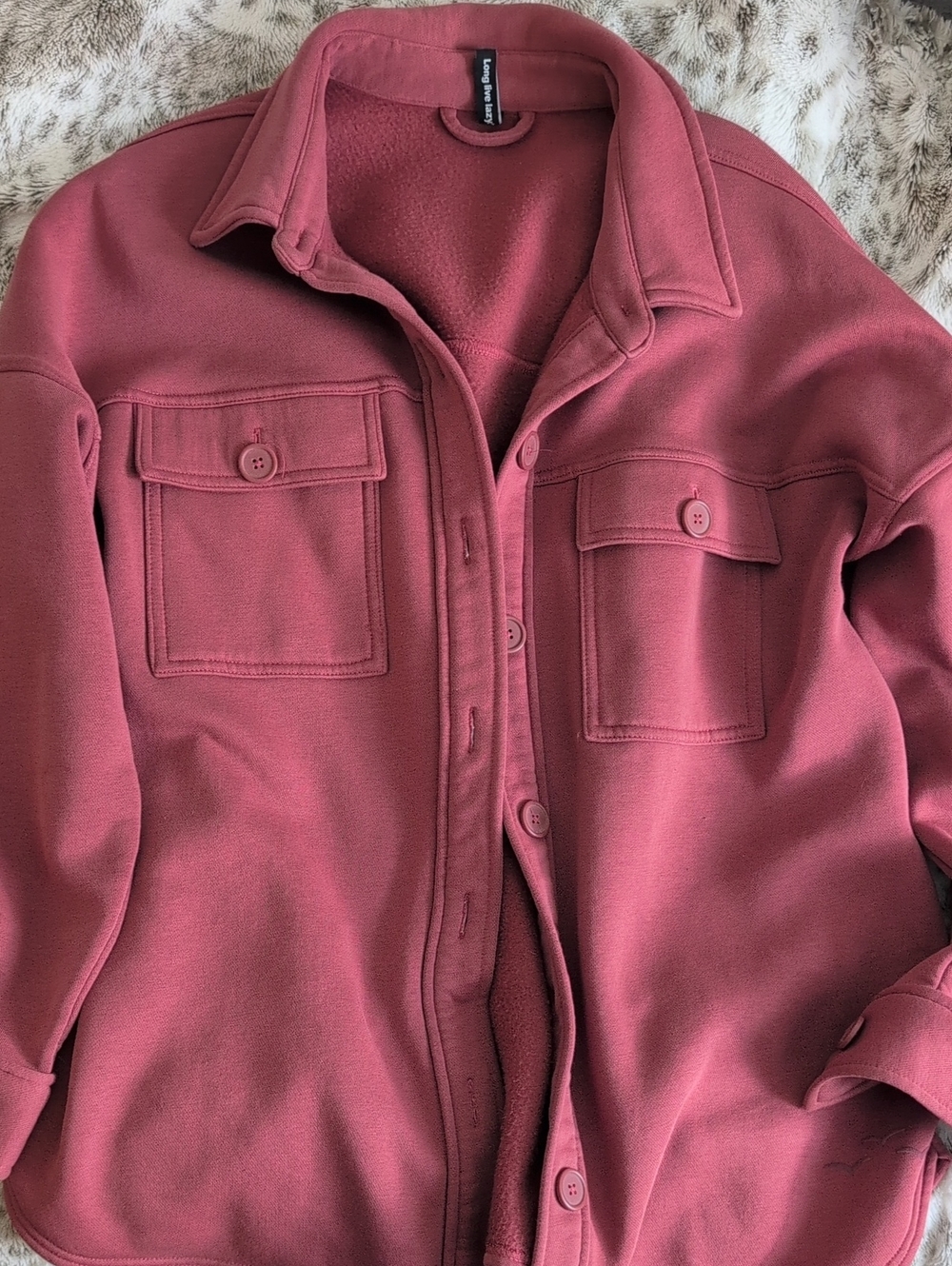 Cozy Button-Front Women's Shacket in Dusty Rose
